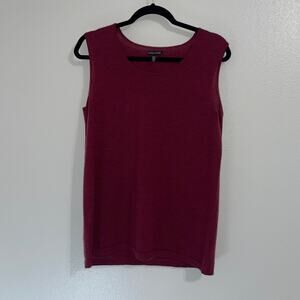 EILEEN FISHER 100% Merino Wool Burgundy Sleeveless Shell Top Size M